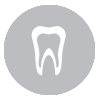 A tooth inside a gray circle.