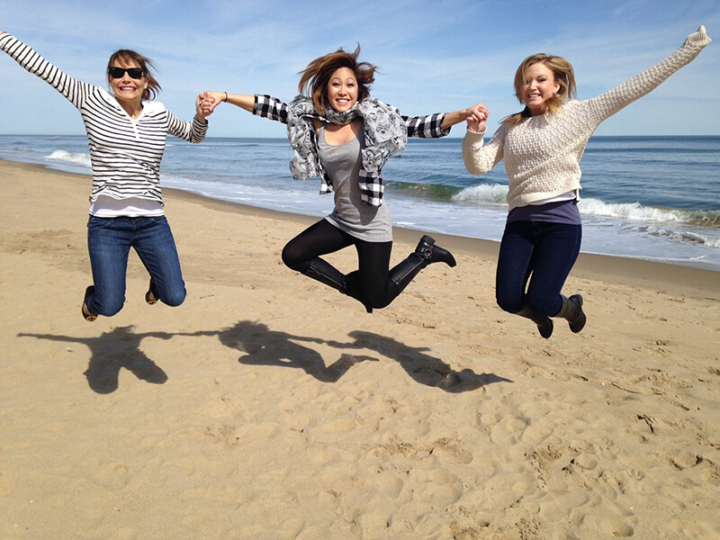 Three of our staff jumping